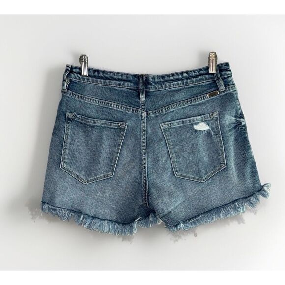 Kancan Jean Shorts Raw Hem Denim Cutoff Blue Distressed Edgy Festival Chic 11/29 - Picture 5 of 15